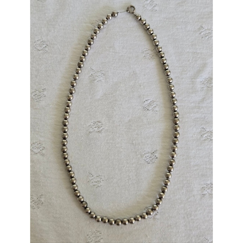 Vintage Simmons Sterling Silver Beaded Necklace 16"